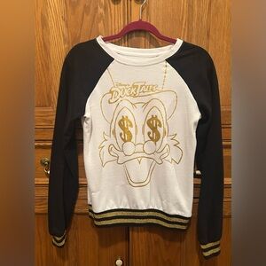 Disney Parks DuckTales Scrooge McDuck Women’s Sweatshirt Gold Sparkle Size Small